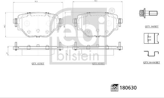 Febi Bilstein 180630 - Тормозные колодки, дисковые, комплект abcparts.ee