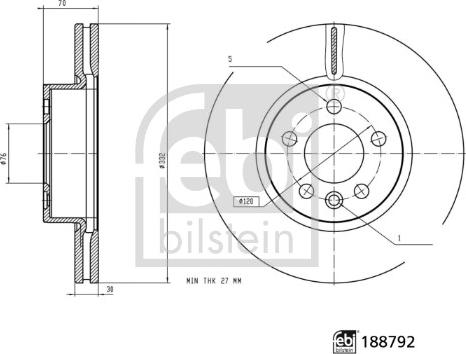 FEBI Bilstein 188792 - Тормозной диск abcparts.ee