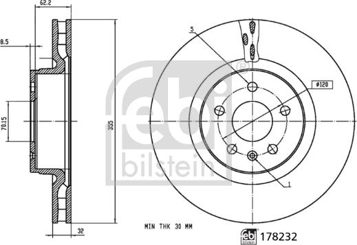 FEBI Bilstein 178232 - Тормозной диск abcparts.ee