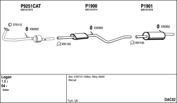 Fenno DAC02 - Система выпуска ОГ abcparts.ee