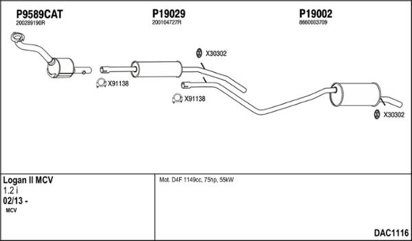 Fenno DAC1116 - Система выпуска ОГ abcparts.ee