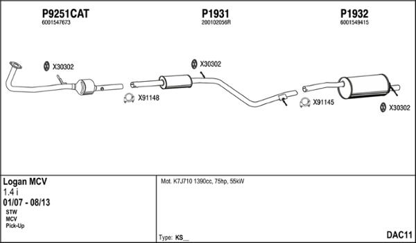 Fenno DAC11 - Система выпуска ОГ abcparts.ee