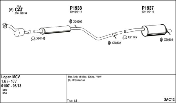 Fenno DAC13 - Система выпуска ОГ abcparts.ee