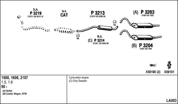 Fenno LA003 - Система выпуска ОГ abcparts.ee