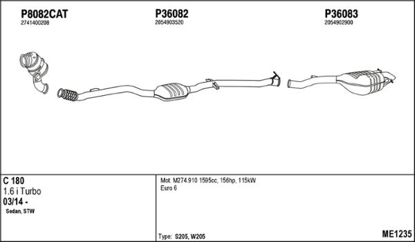 Fenno ME1235 - Система выпуска ОГ abcparts.ee