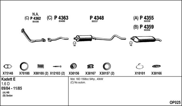 Fenno OP025 - Система выпуска ОГ abcparts.ee