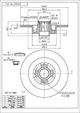 FI.BA FBD433 - Тормозной диск abcparts.ee