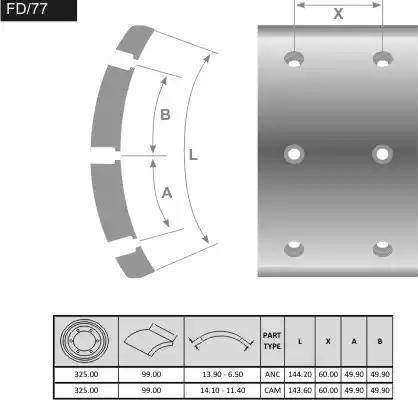 FRAS-LE FD/77-X - Тормозные накладки, барабанный тормоз abcparts.ee