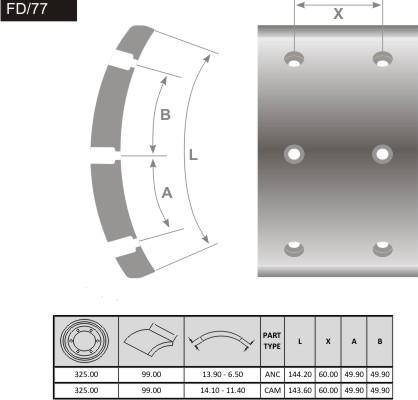 FRAS-LE FD/77 - Тормозные накладки, барабанный тормоз abcparts.ee