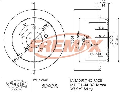 FREMAX BD-4090 - Тормозной диск abcparts.ee