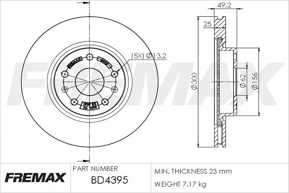 FREMAX BD-4395 - Тормозной диск abcparts.ee