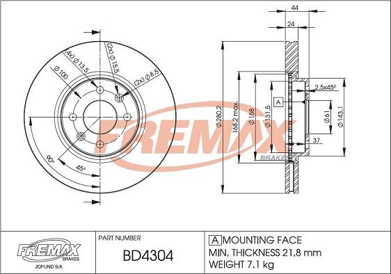 FREMAX BD-4304 - Тормозной диск abcparts.ee
