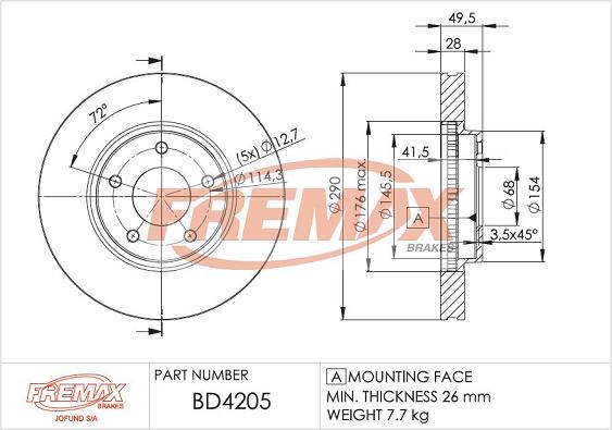 FREMAX BD-4205 - Тормозной диск abcparts.ee
