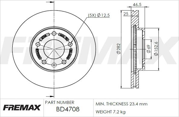 FREMAX BD-4708 - Тормозной диск abcparts.ee