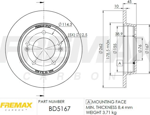 FREMAX BD-5167 - Тормозной диск abcparts.ee