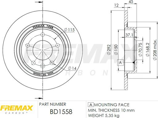 FREMAX BD-1558 - Тормозной диск abcparts.ee