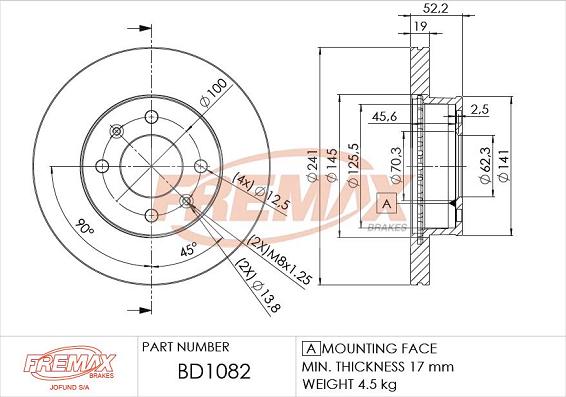 FREMAX BD-1082 - Тормозной диск abcparts.ee