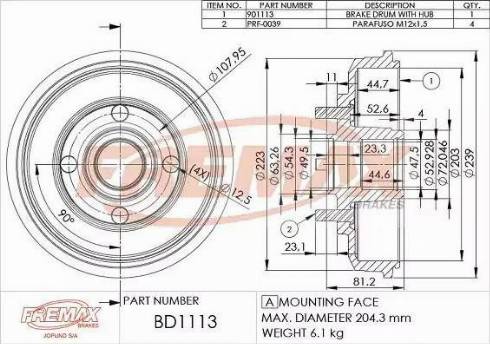 FREMAX BD-1113 - Тормозной барабан abcparts.ee