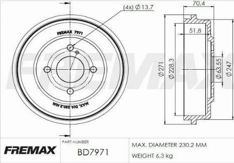 FREMAX BD-7971 - Тормозной барабан abcparts.ee