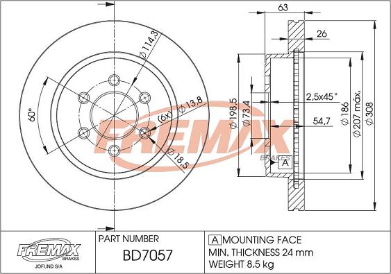 FREMAX BD-7057 - Тормозной диск abcparts.ee