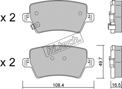 Fri.Tech. 1287.0 - Тормозные колодки, дисковые, комплект abcparts.ee