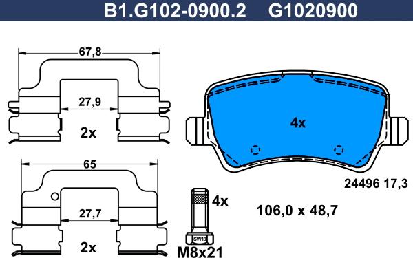 Galfer B1.G102-0900.2 - Тормозные колодки, дисковые, комплект abcparts.ee