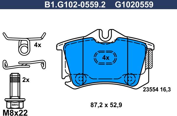 Galfer B1.G102-0559.2 - Тормозные колодки, дисковые, комплект abcparts.ee