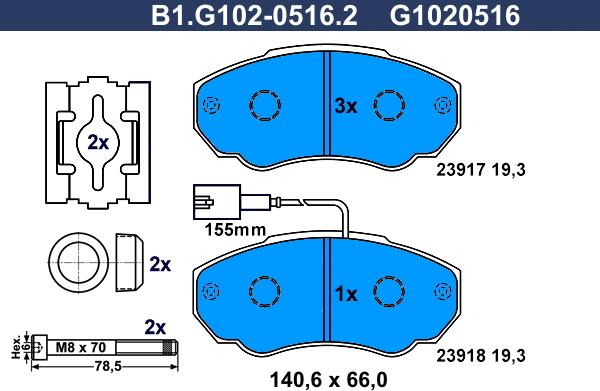 Galfer B1.G102-0516.2 - Тормозные колодки, дисковые, комплект abcparts.ee