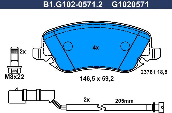 Galfer B1.G102-0571.2 - Тормозные колодки, дисковые, комплект abcparts.ee