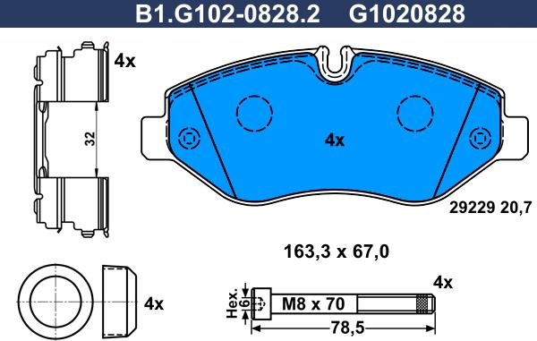 Galfer B1.G102-0828.2 - Тормозные колодки, дисковые, комплект abcparts.ee