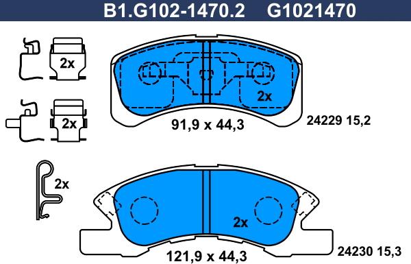 Galfer B1.G102-1470.2 - Тормозные колодки, дисковые, комплект abcparts.ee