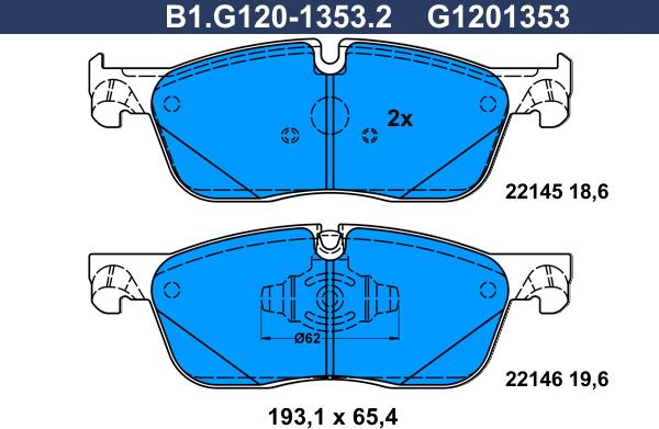 Galfer B1.G120-1353.2 - Тормозные колодки, дисковые, комплект abcparts.ee