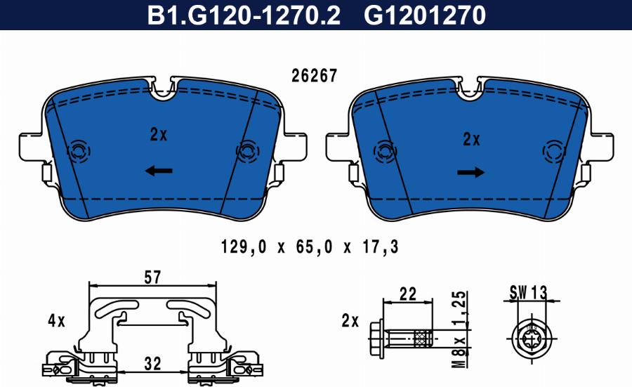 Galfer B1.G120-1270.2 - Тормозные колодки, дисковые, комплект abcparts.ee