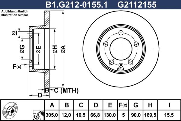 Galfer B1.G212-0155.1 - Тормозной диск abcparts.ee
