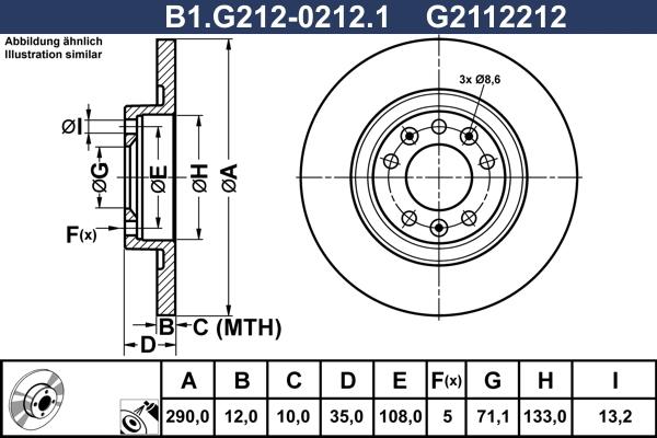 Galfer B1.G212-0212.1 - Тормозной диск abcparts.ee