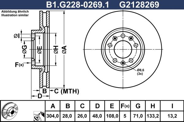 Galfer B1.G228-0269.1 - Тормозной диск abcparts.ee