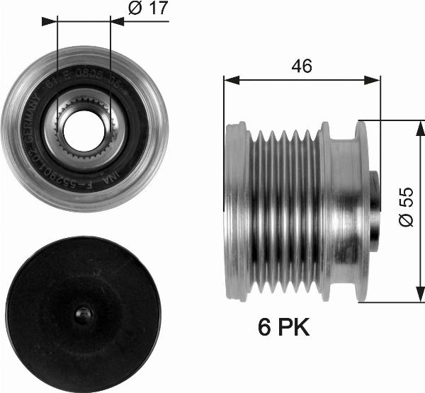 GATES OAP7092 - Шкив генератора, муфта abcparts.ee