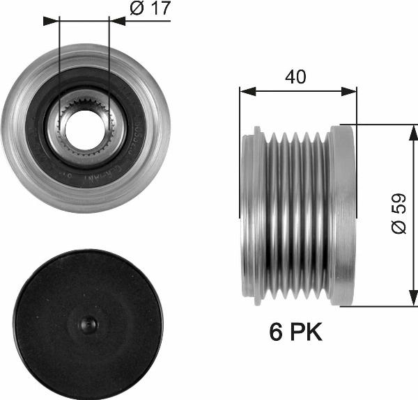 GATES OAP7097 - Шкив генератора, муфта abcparts.ee