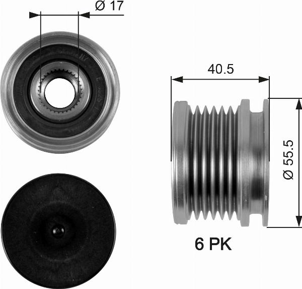 GATES OAP7040 - Шкив генератора, муфта abcparts.ee