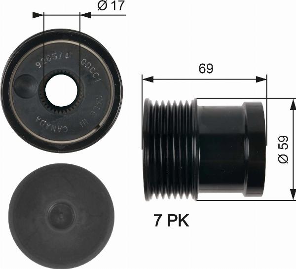 GATES OAP7069 - Шкив генератора, муфта abcparts.ee