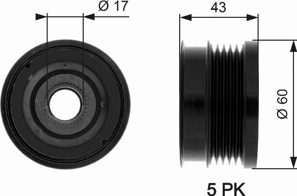 GATES OAP7062 - Шкив генератора, муфта abcparts.ee