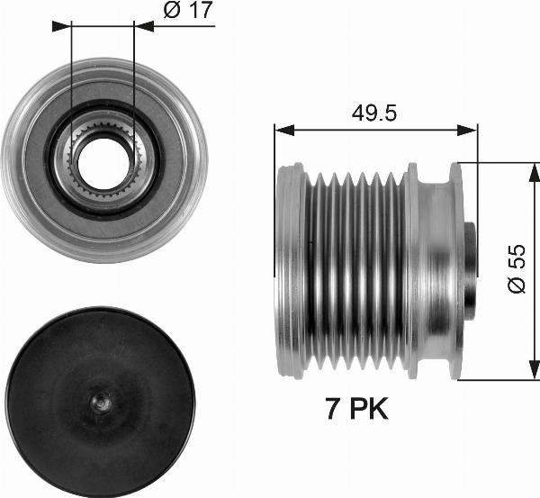 GATES OAP7086 - Шкив генератора, муфта abcparts.ee