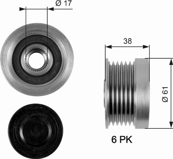 GATES OAP7036 - Шкив генератора, муфта abcparts.ee