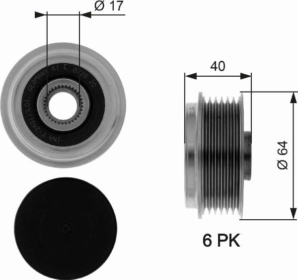 GATES OAP7037 - Шкив генератора, муфта abcparts.ee