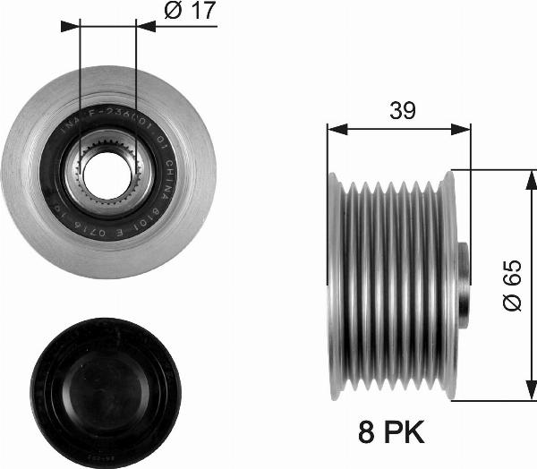 GATES OAP7071 - Шкив генератора, муфта abcparts.ee