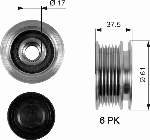 GATES OAP7072 - Шкив генератора, муфта abcparts.ee
