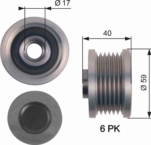 GATES OAP7144 - Шкив генератора, муфта abcparts.ee
