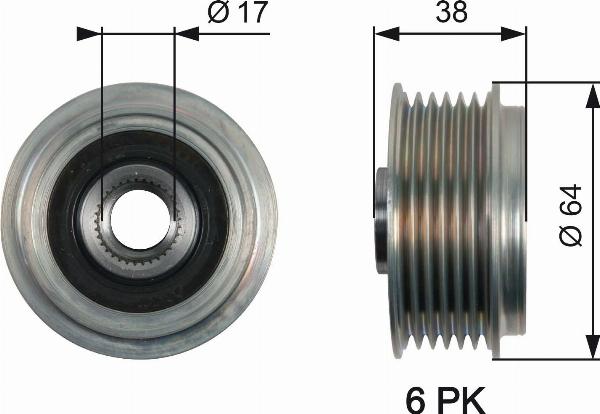 GATES OAP7165 - Шкив генератора, муфта abcparts.ee