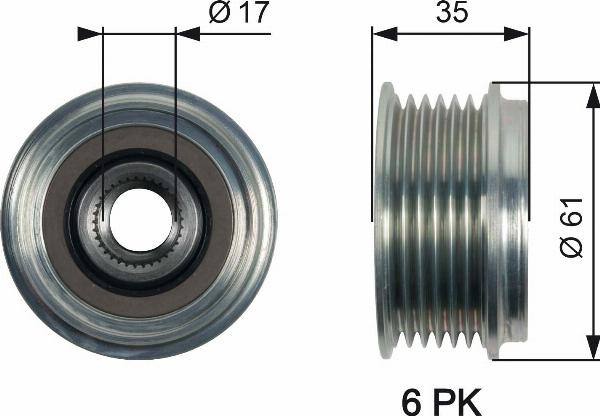 GATES OAP7166 - Шкив генератора, муфта abcparts.ee