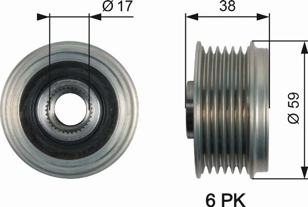 GATES OAP7168 - Шкив генератора, муфта abcparts.ee